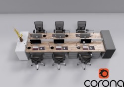 C4Donly.com - Office Station 3D Model - Cinema 4D & Corona